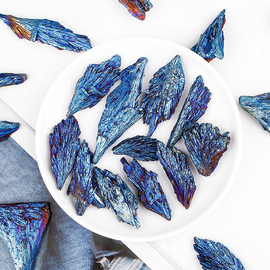 Natural  Plated black tourmaline feathers Heal ing Gemstone Home Decor