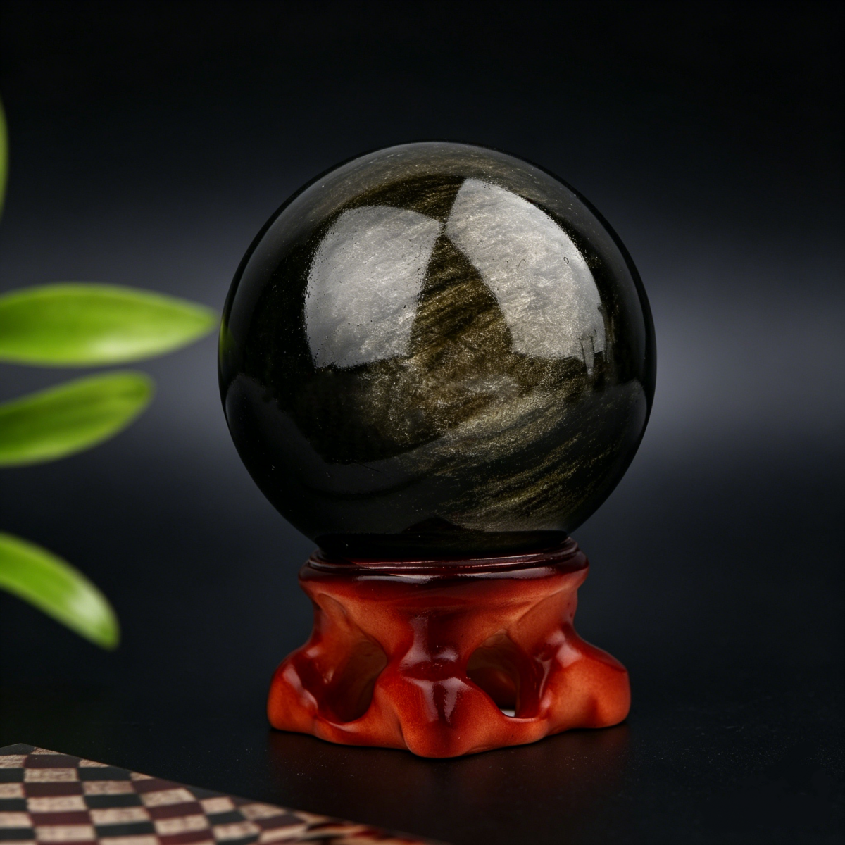 Natural Golden obsidian ball Heal ing Gemstone Home Decor