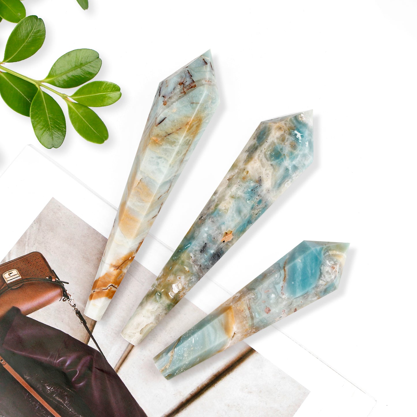 Natural Sky Blue Scepter Heal ing Gemstone Home Decor