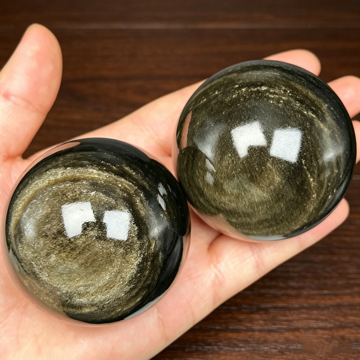Natural Golden obsidian ball Heal ing Gemstone Home Decor