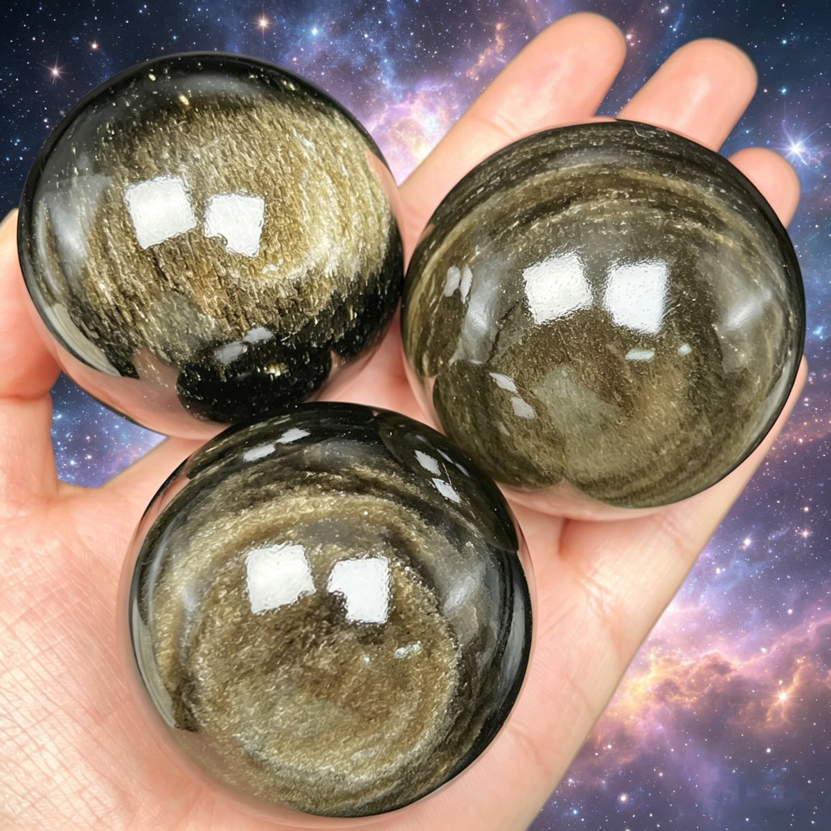 Natural Golden obsidian ball Heal ing Gemstone Home Decor