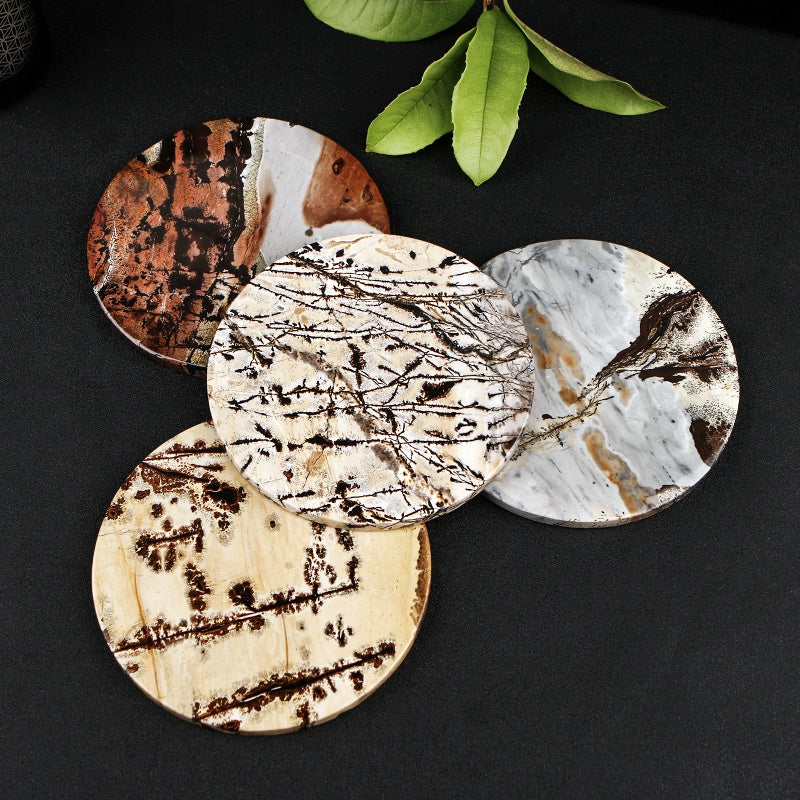 Natural Chinese painting stone disc Heal ing Gemstone Home Decor