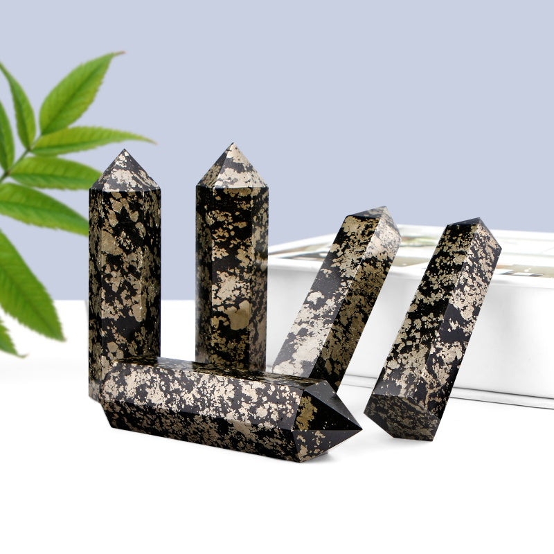 Natural Chalcopyrite single pointed column Heal ing Gemstone Home Decor