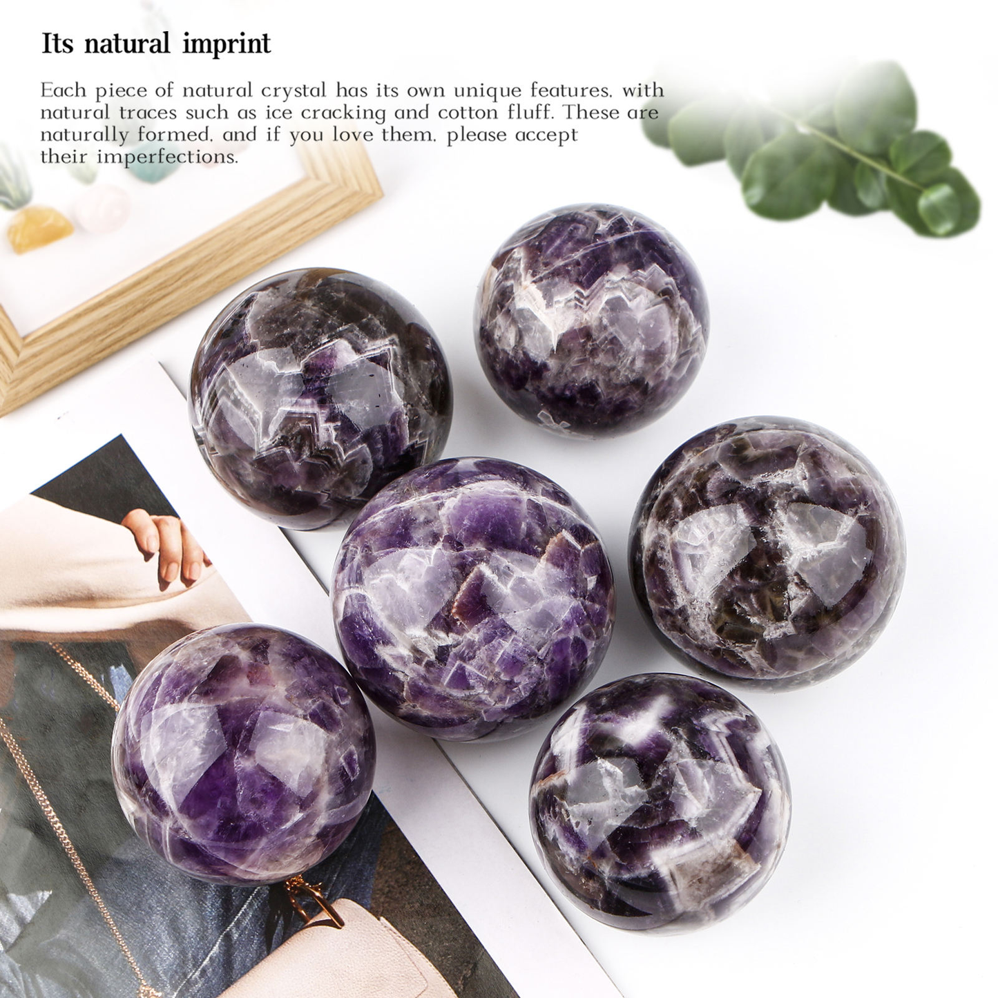 Natural Dream Amethyst Crystal Sphere Healing Energy Ball Meditation Home Decor Gift