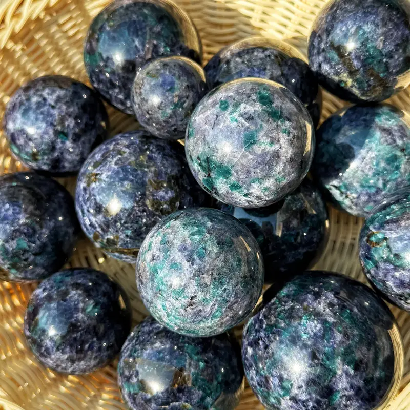 Natural Cordierite Apatite Symbiosis Crystal Sphere Healing Energy Meditation Home Decor Gift