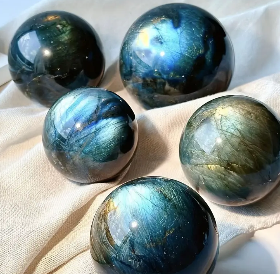 Natural Labradorite Sphere Healing Energy Ball Meditation Home Decor Gift