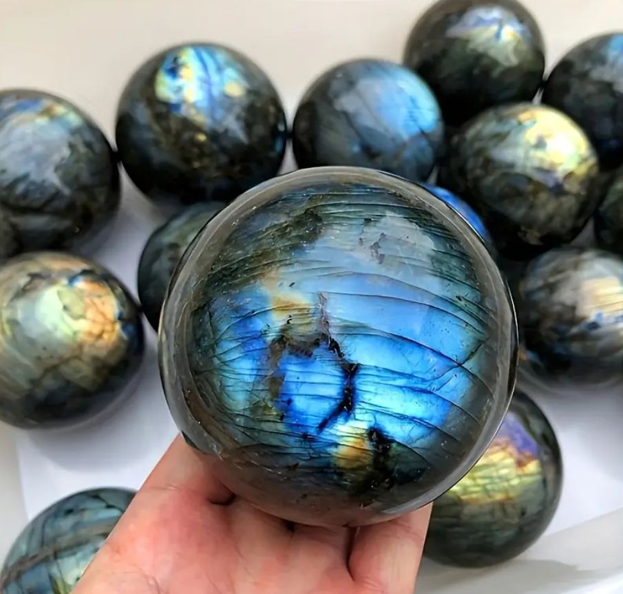 Natural Labradorite Sphere Healing Energy Ball Meditation Home Decor Gift