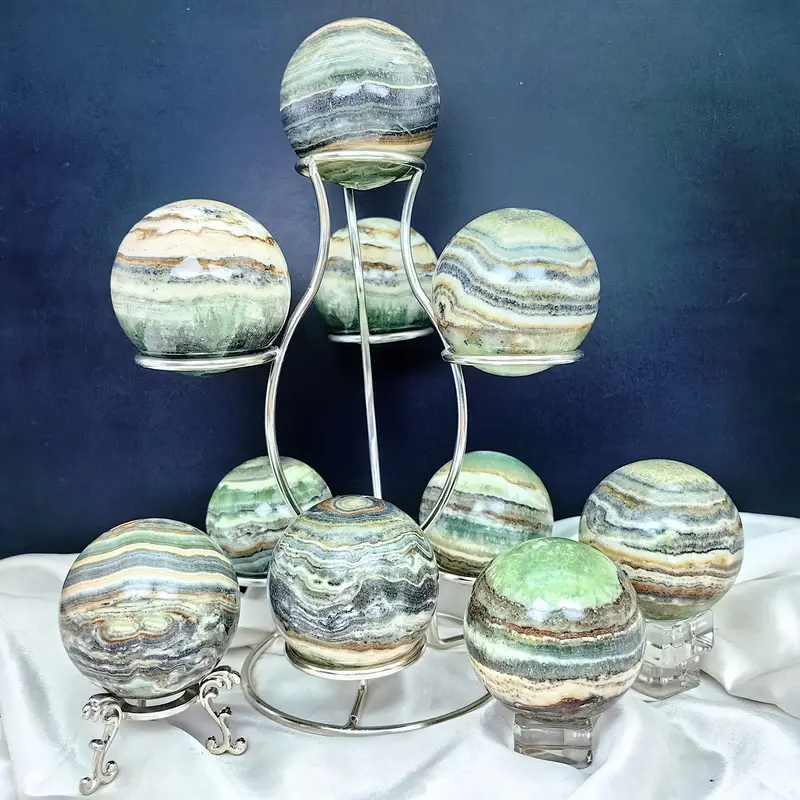 Natural Green Caribbean Sphere Healing Energy Ball Meditation Home Decor Gift