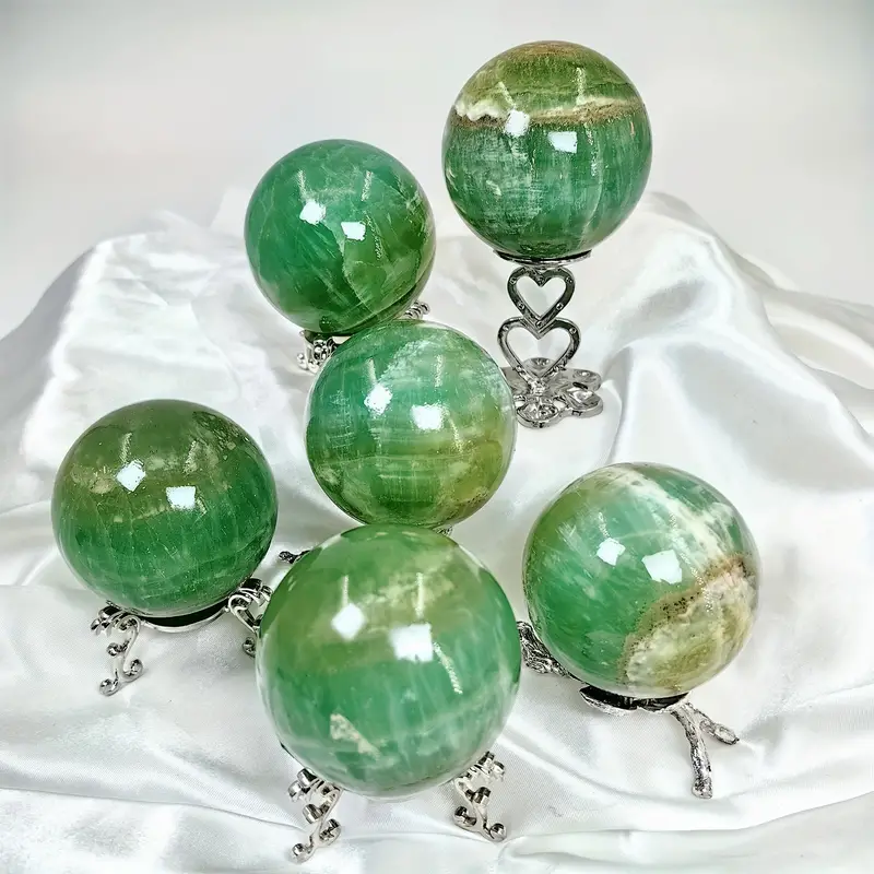 Natural Green Caribbean Sphere Healing Energy Ball Meditation Home Decor Gift