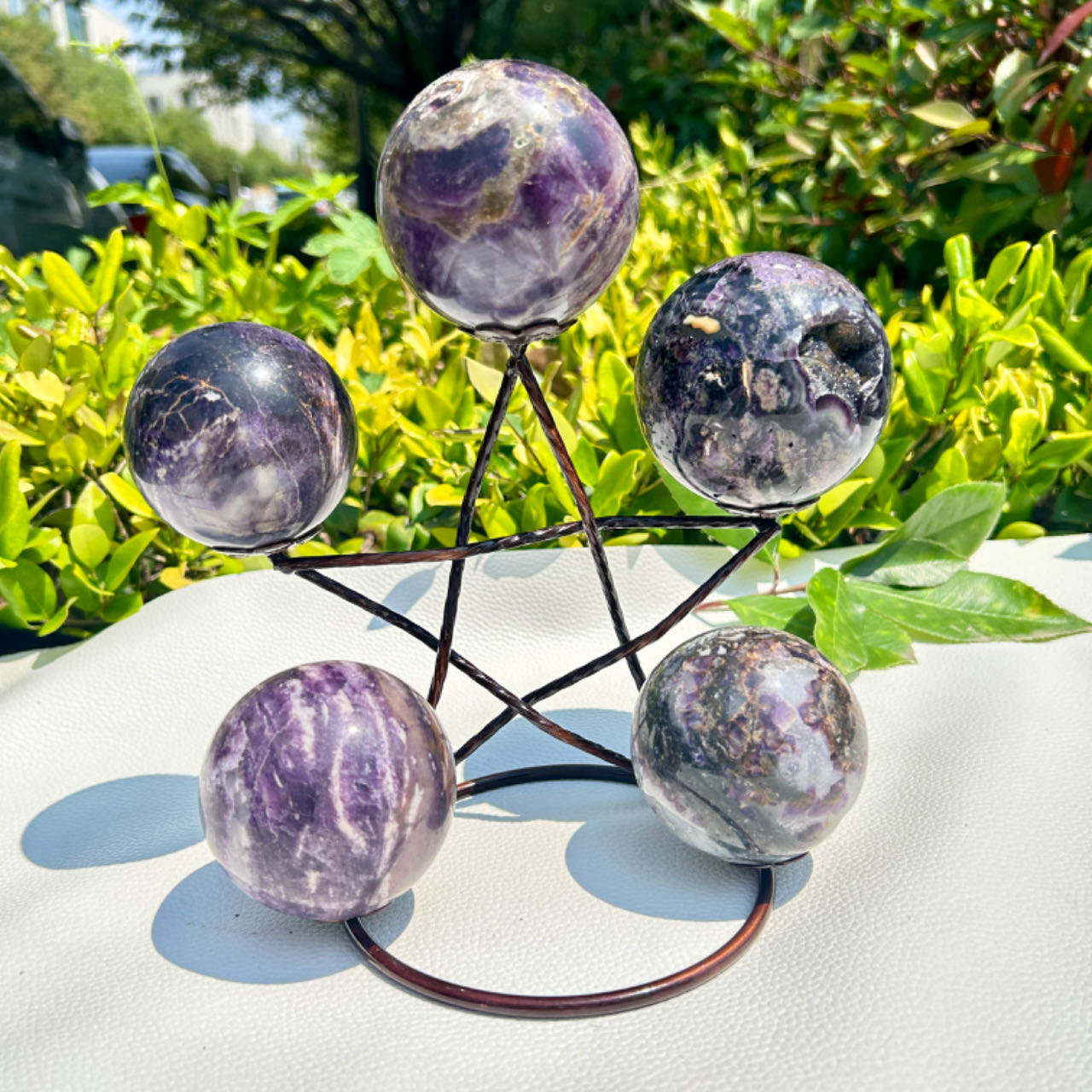 Natural Purple Fluorite Root Sphere Healing Energy Ball Meditation Home Decor Gift