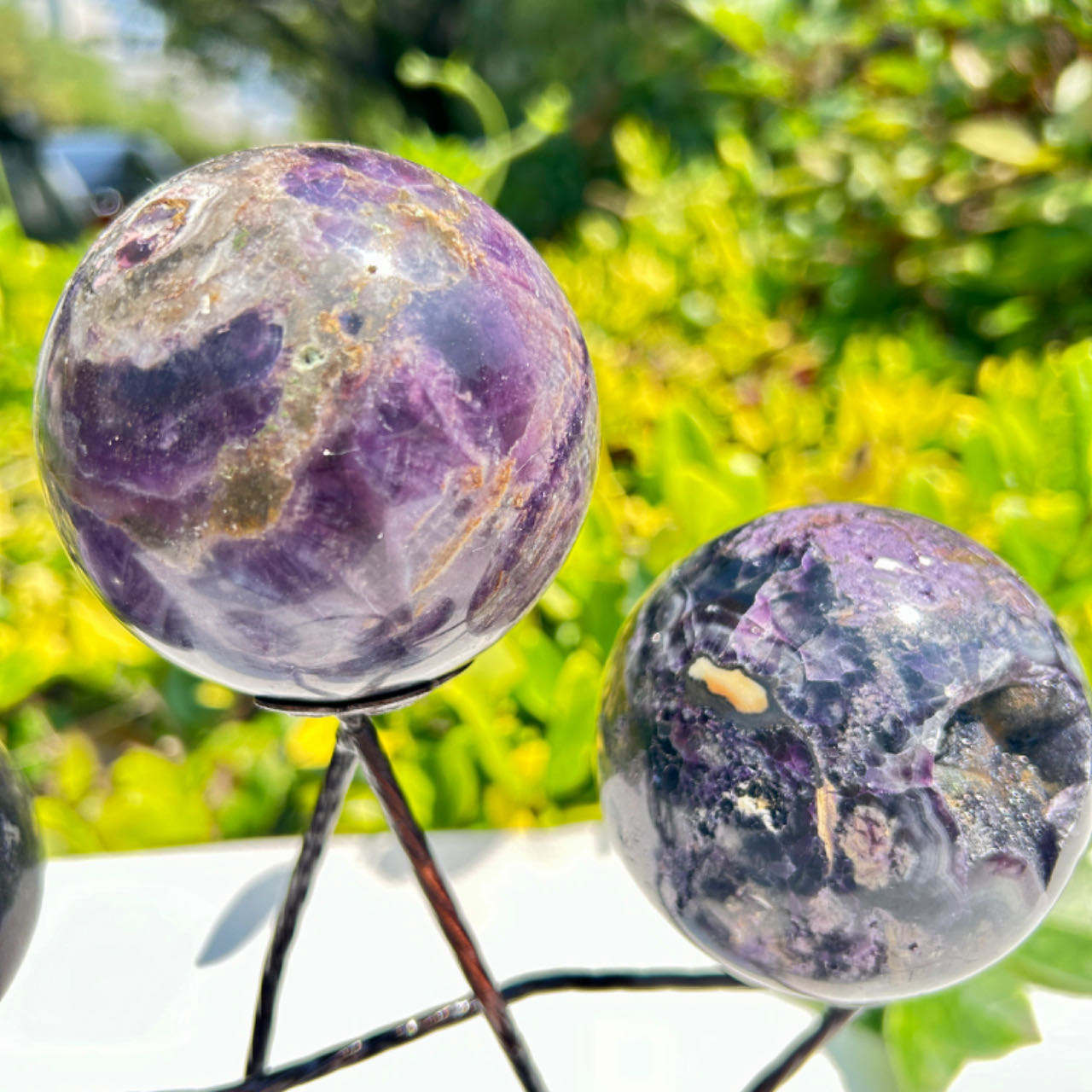 Natural Purple Fluorite Root Sphere Healing Energy Ball Meditation Home Decor Gift