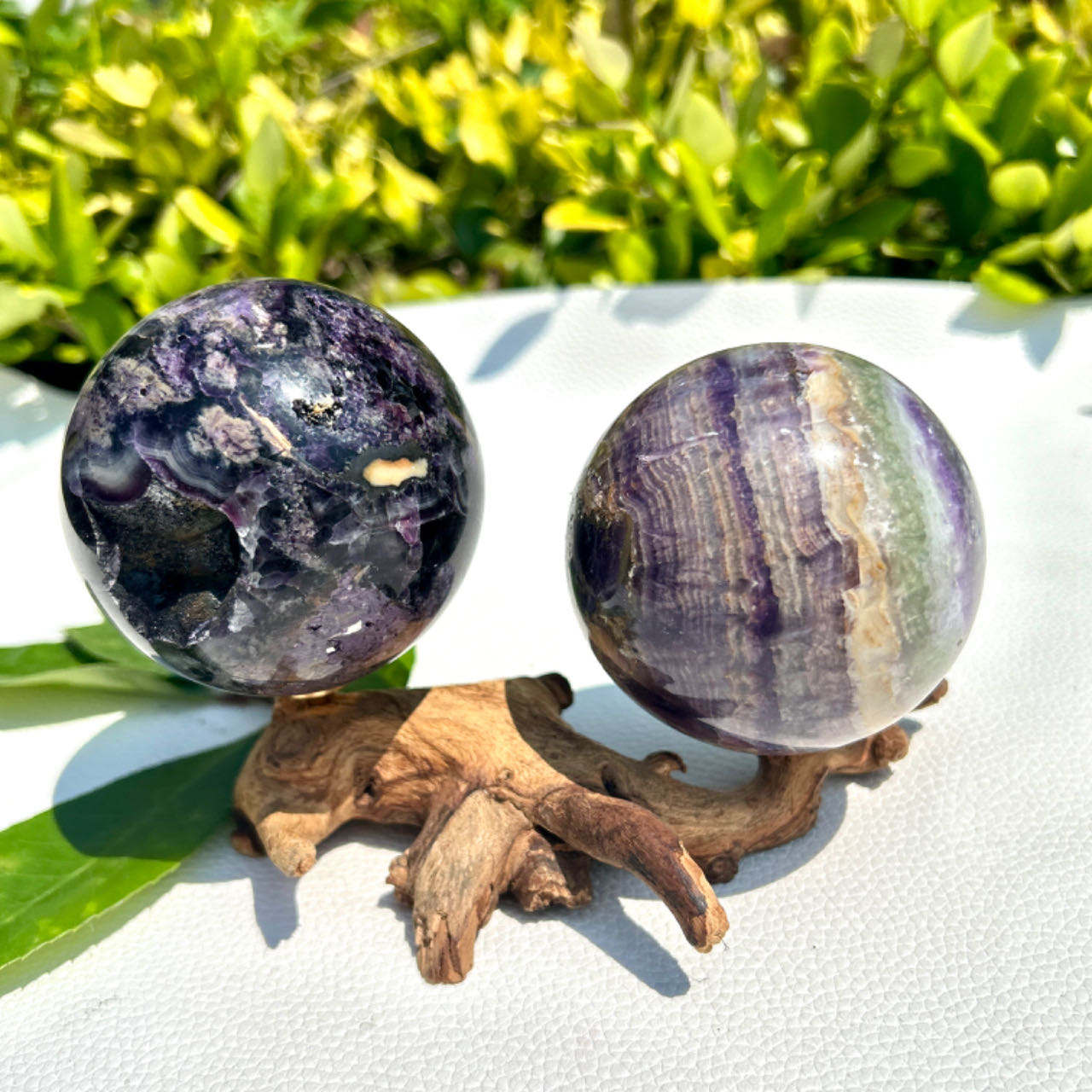 Natural Purple Fluorite Root Sphere Healing Energy Ball Meditation Home Decor Gift