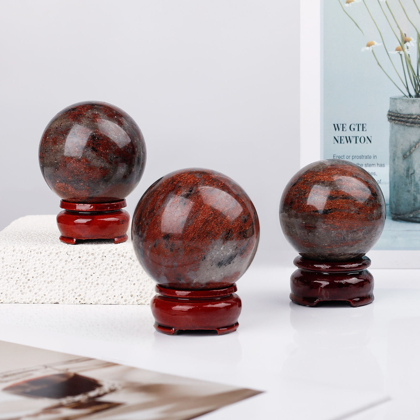 Natural Jinsha Sphere Healing Energy Ball Meditation Home Decor Gift