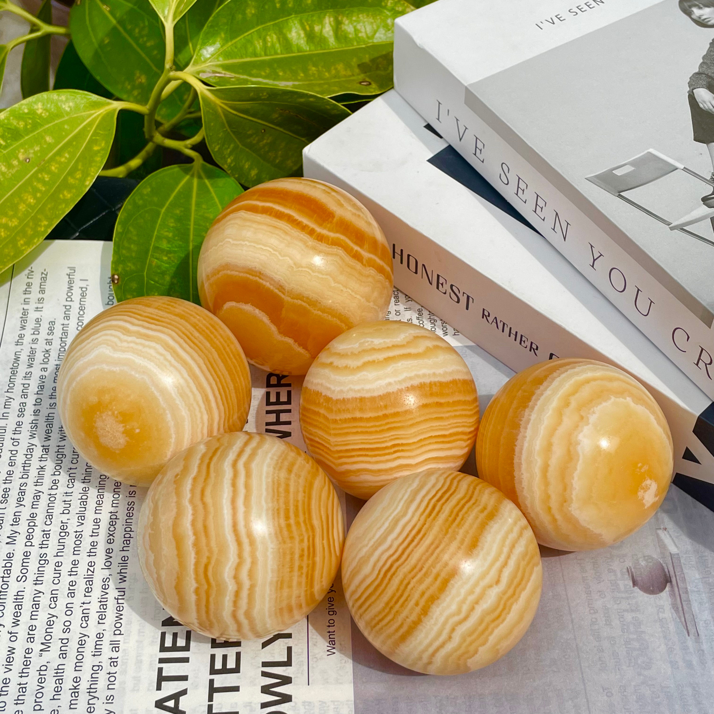 Natural Orange Calcite Sphere Healing Energy Ball Meditation Home Decor Gift