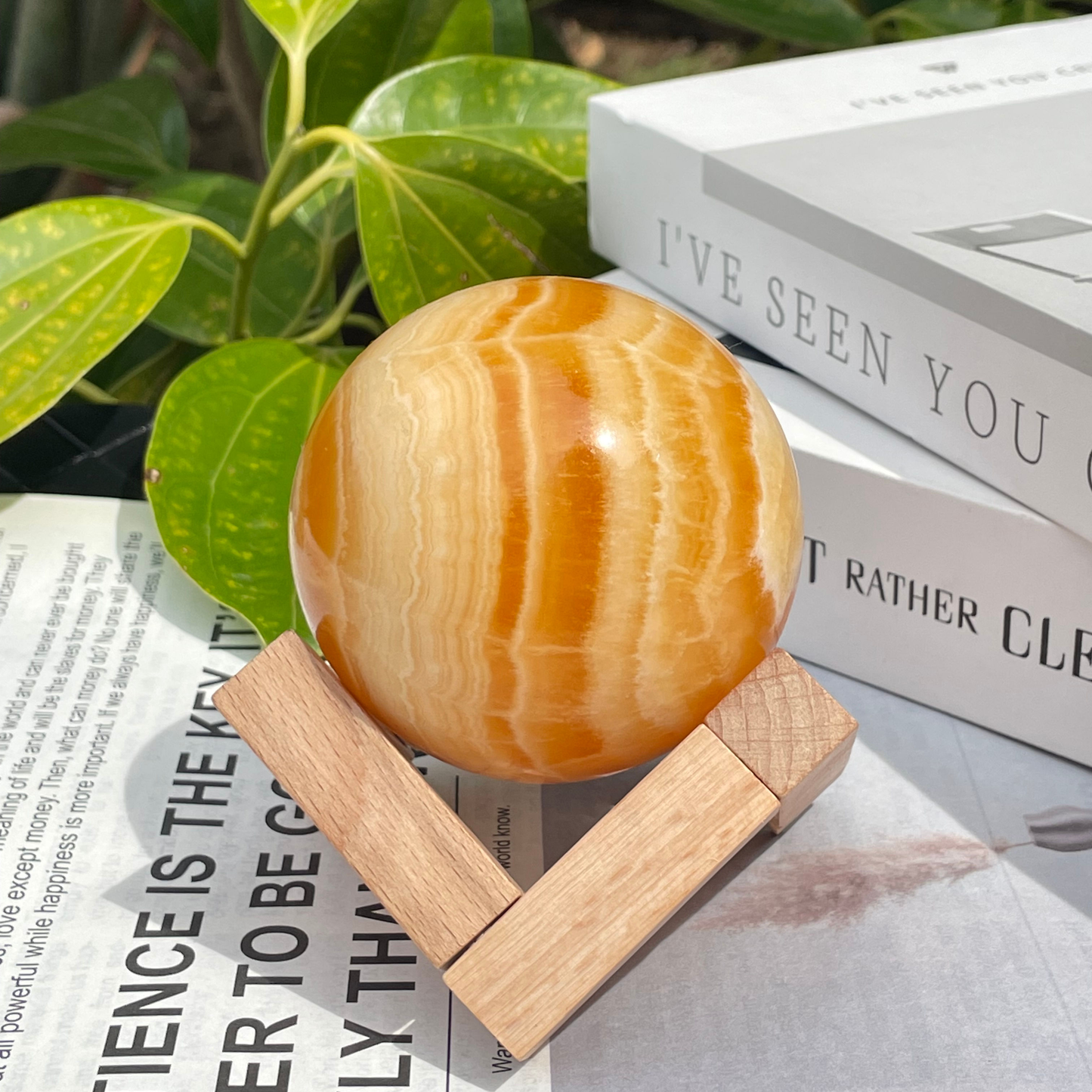 Natural Orange Calcite Sphere Healing Energy Ball Meditation Home Decor Gift