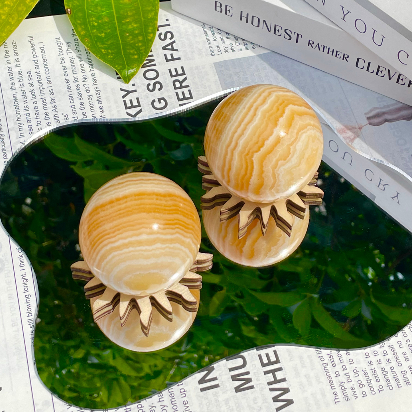 Natural Orange Calcite Sphere Healing Energy Ball Meditation Home Decor Gift