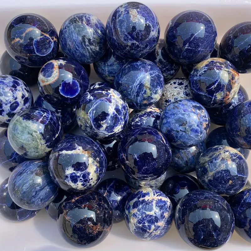 Natural Blue Sodalite Sphere Healing Energy Ball Meditation Home Decor Gift