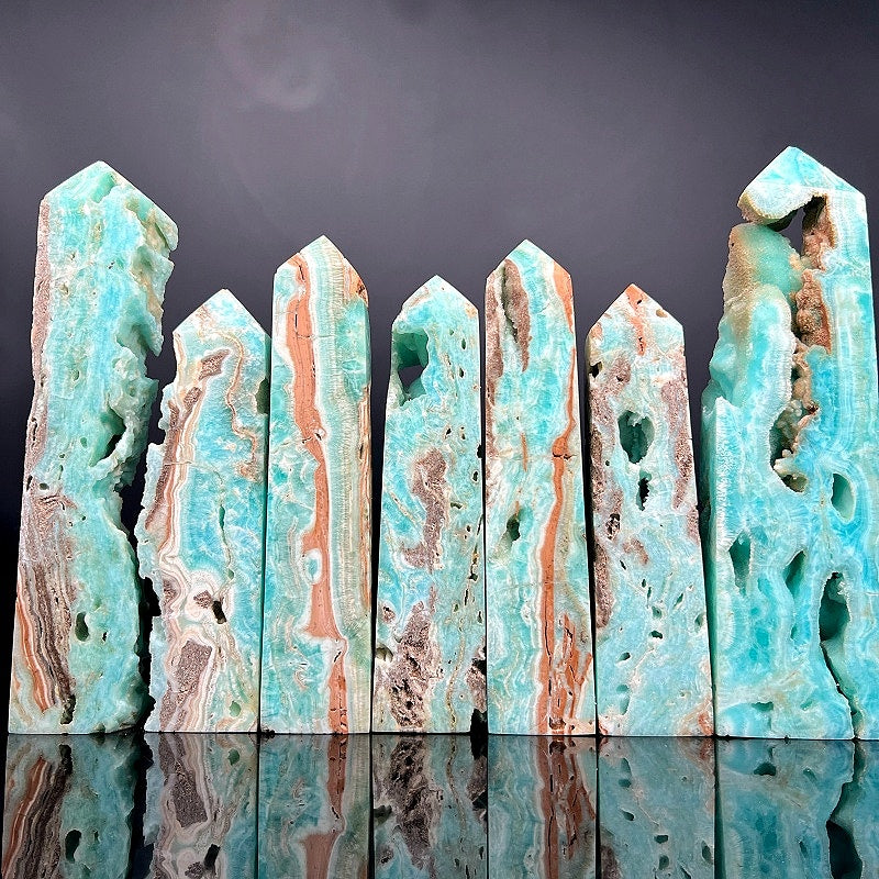 Natural Blue Extreme Stone Pillar Heal ing Gemstone Home Decor