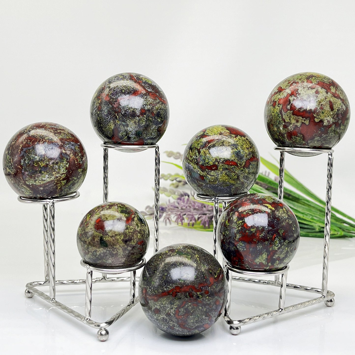 Natural Brazilian Blood Stone Ball Heal ing Gemstone Home Decor