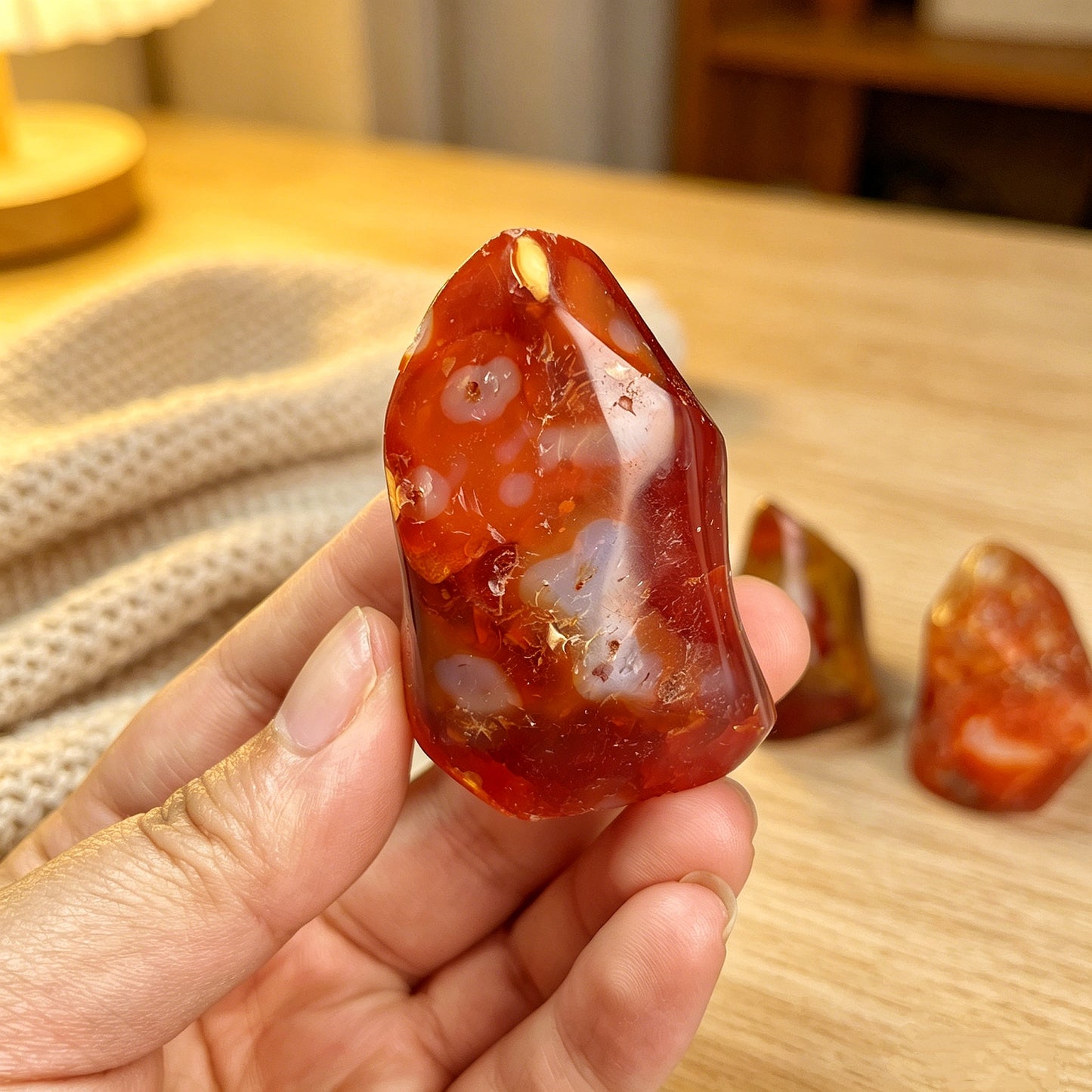 Natural Red agate carved torch Heal ing Gemstone Home Decor