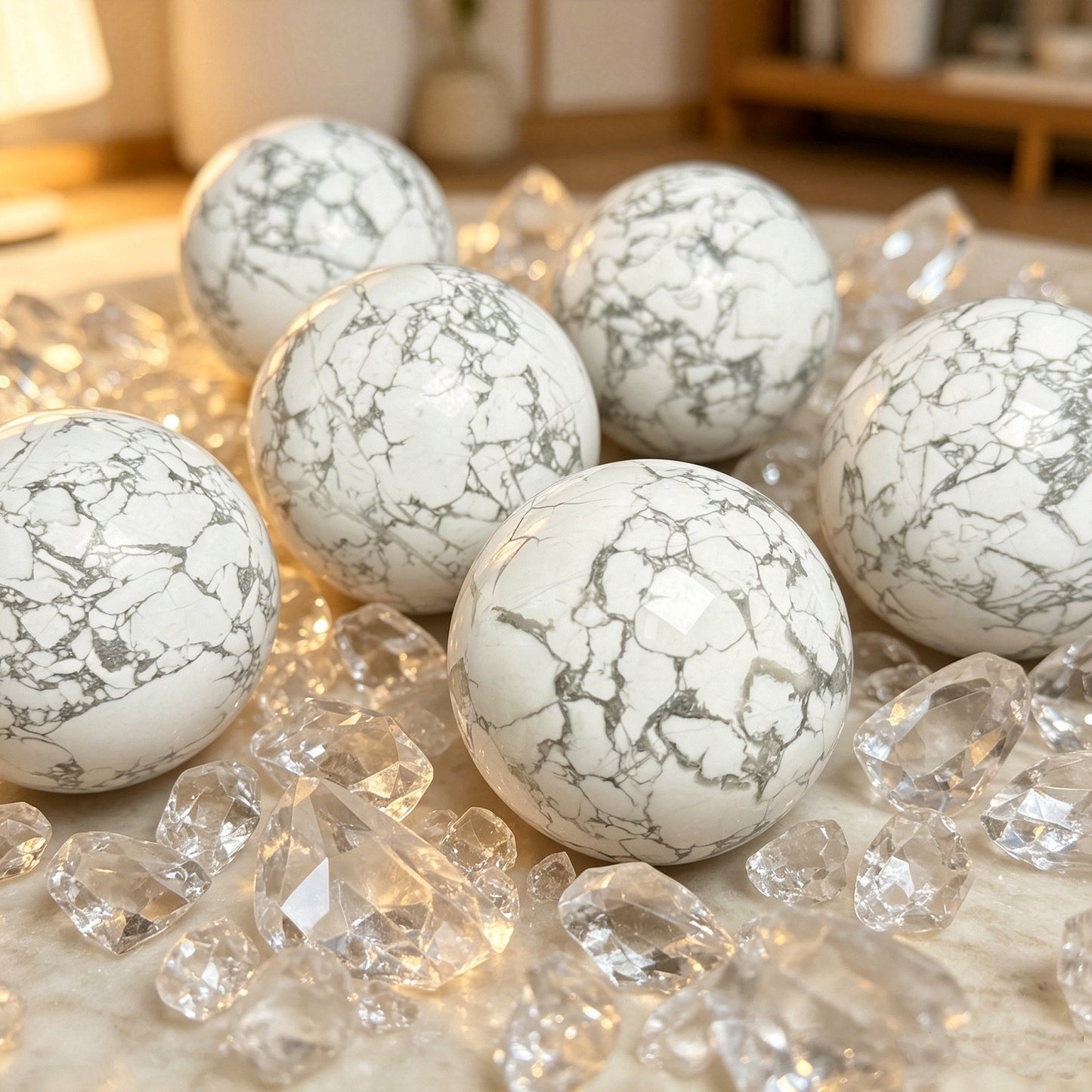Natural White Turquoise Ball Heal ing Gemstone Home Decor