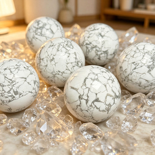 Natural White Turquoise Ball Heal ing Gemstone Home Decor