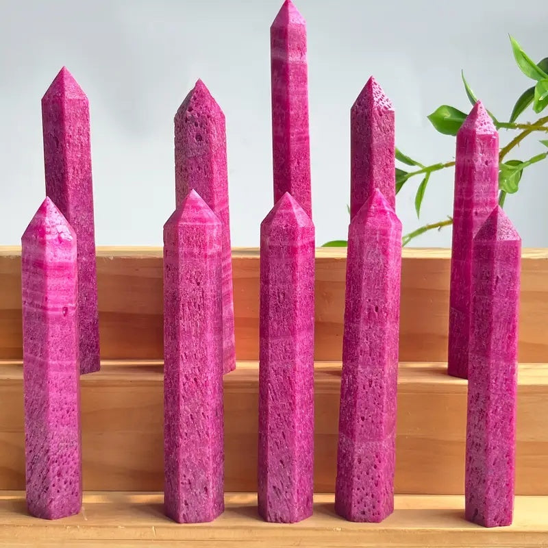 Natural Ruby single pointed pillar  Heal ing Gemstone Home Decor