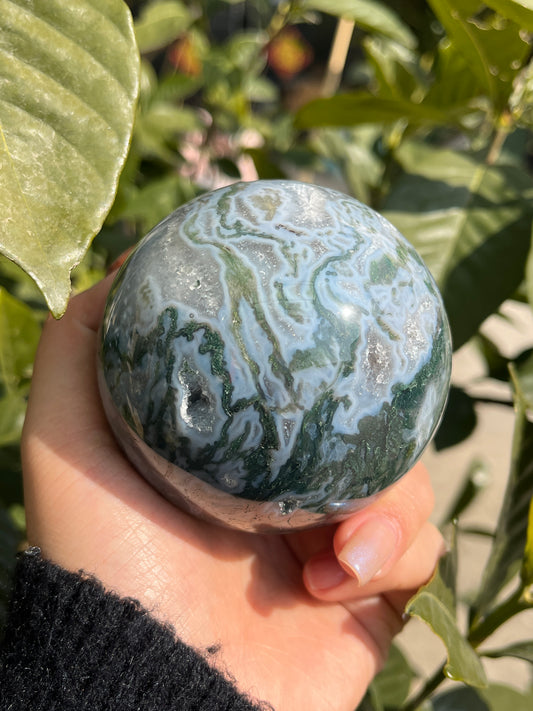 moss agate sphere