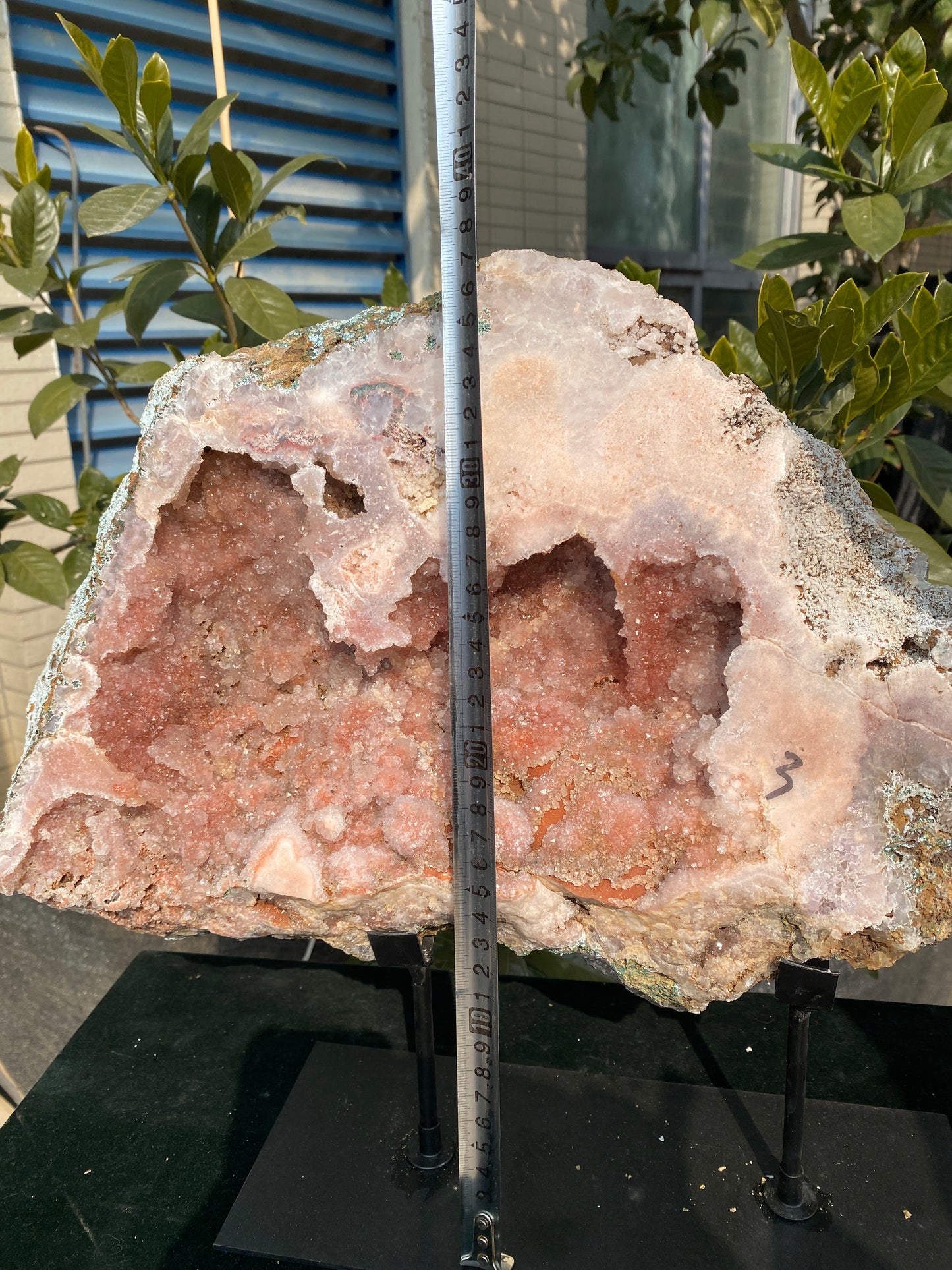 pink flower agate slice