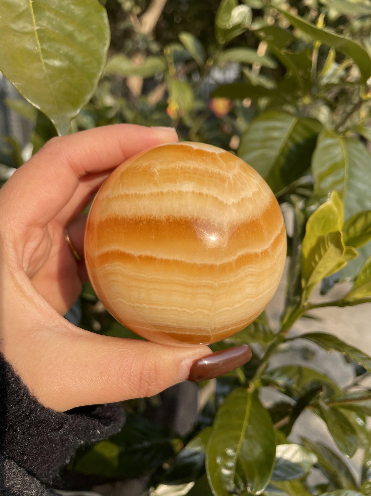 honey calcite sphere