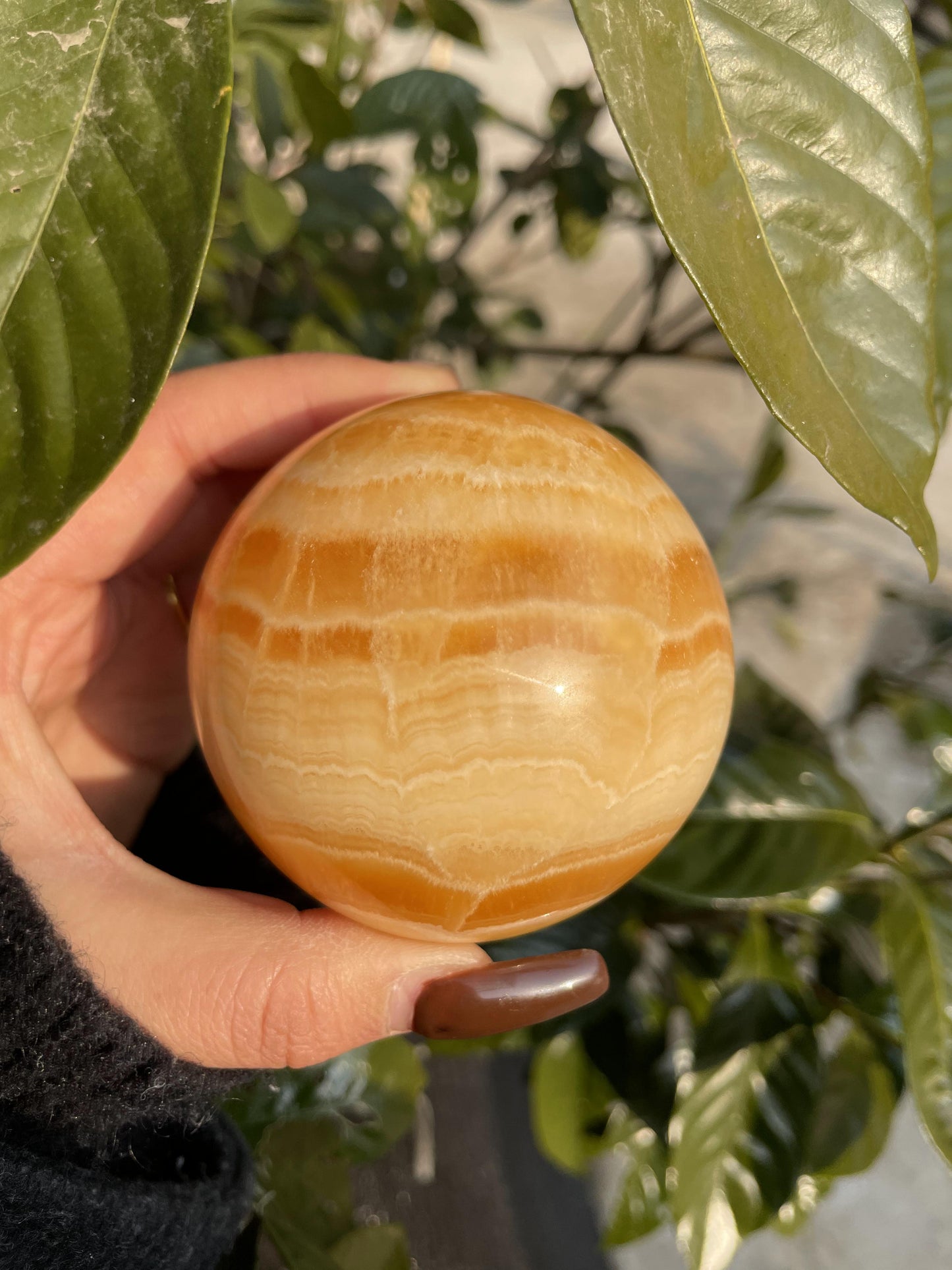 honey calcite sphere