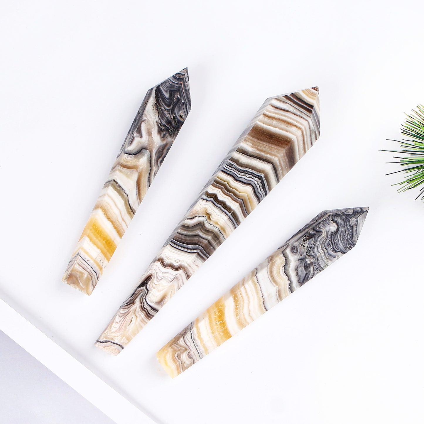 Natural Black patterned square scepter Heal ing Gemstone Home Decor