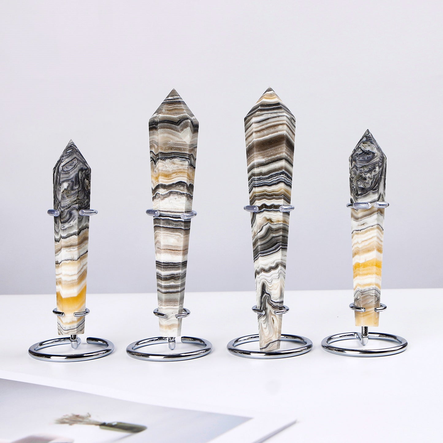 Natural Black patterned square scepter Heal ing Gemstone Home Decor