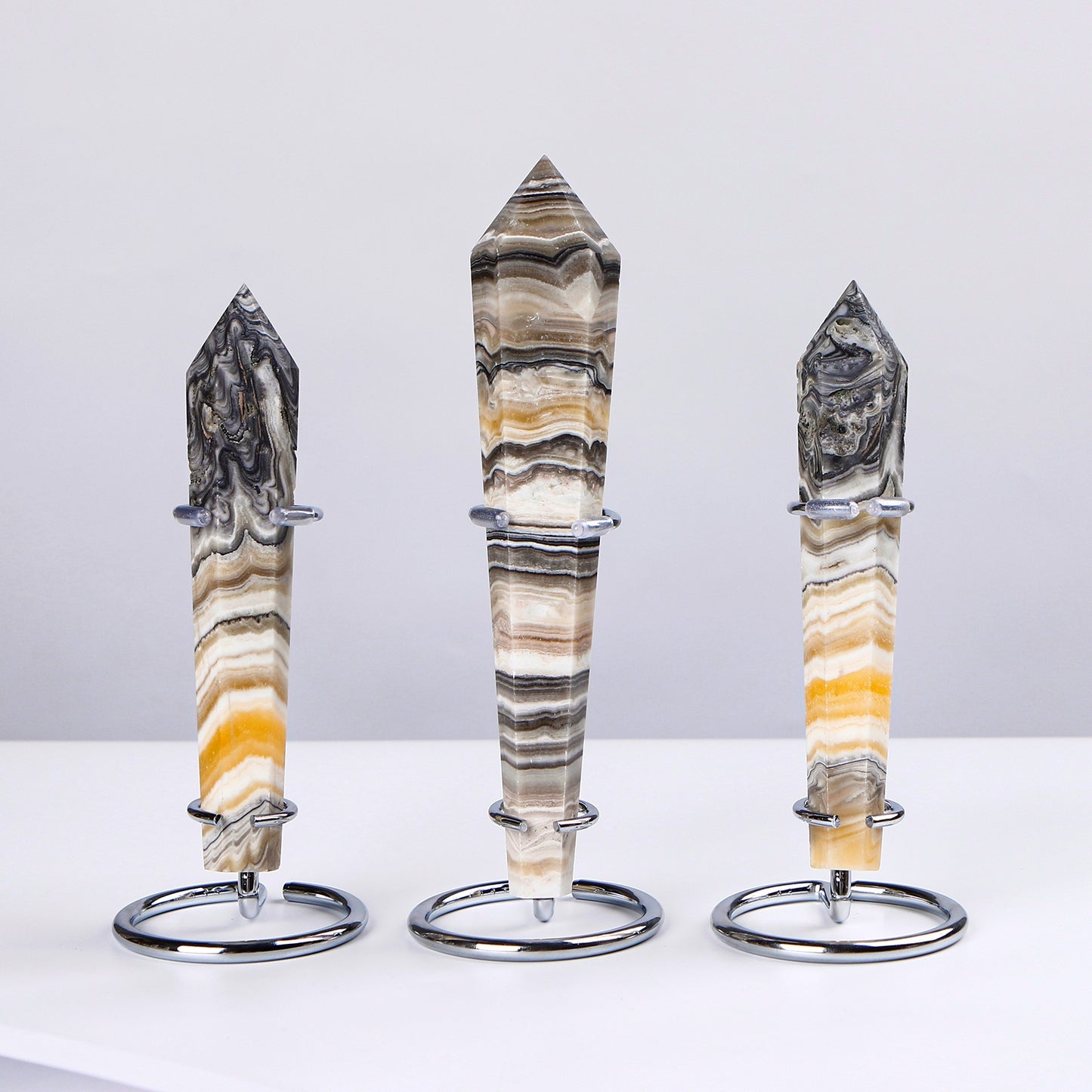 Natural Black patterned square scepter Heal ing Gemstone Home Decor