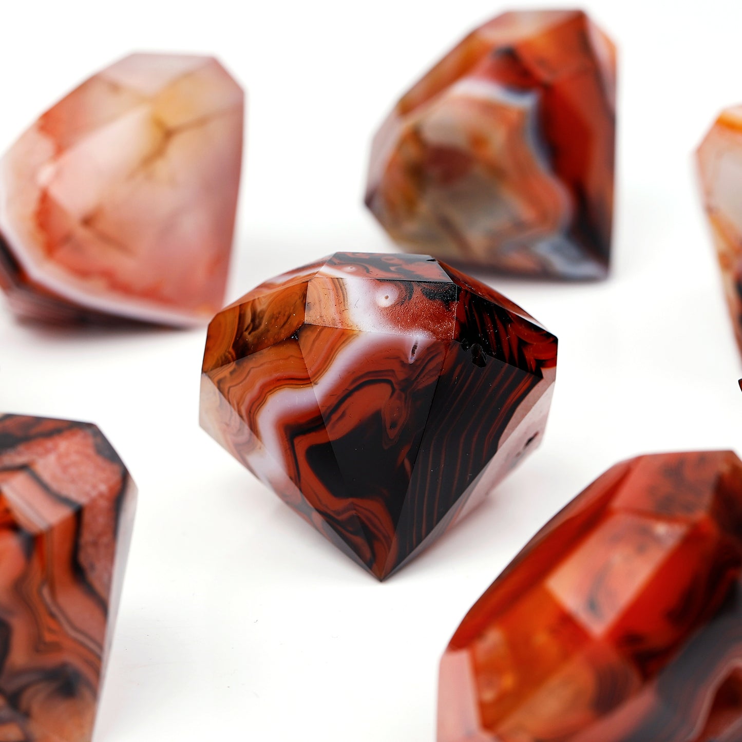 Natural Black and red wrapped agate carved diamonds Heal ing Gemstone Home Decor