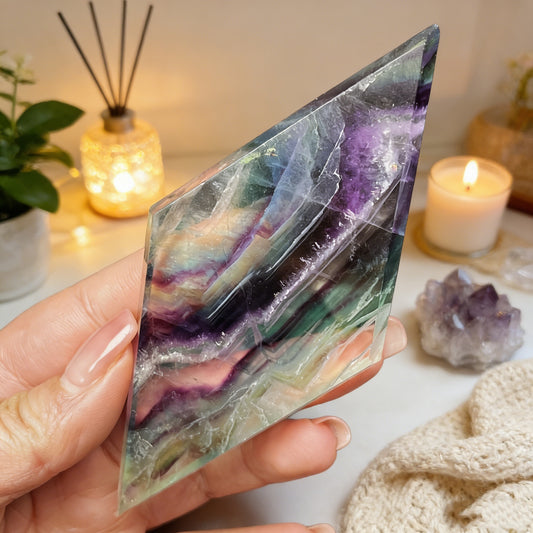 Natural Snowflake fluorite diamond shaped flakes Heal ing Gemstone Home Decor