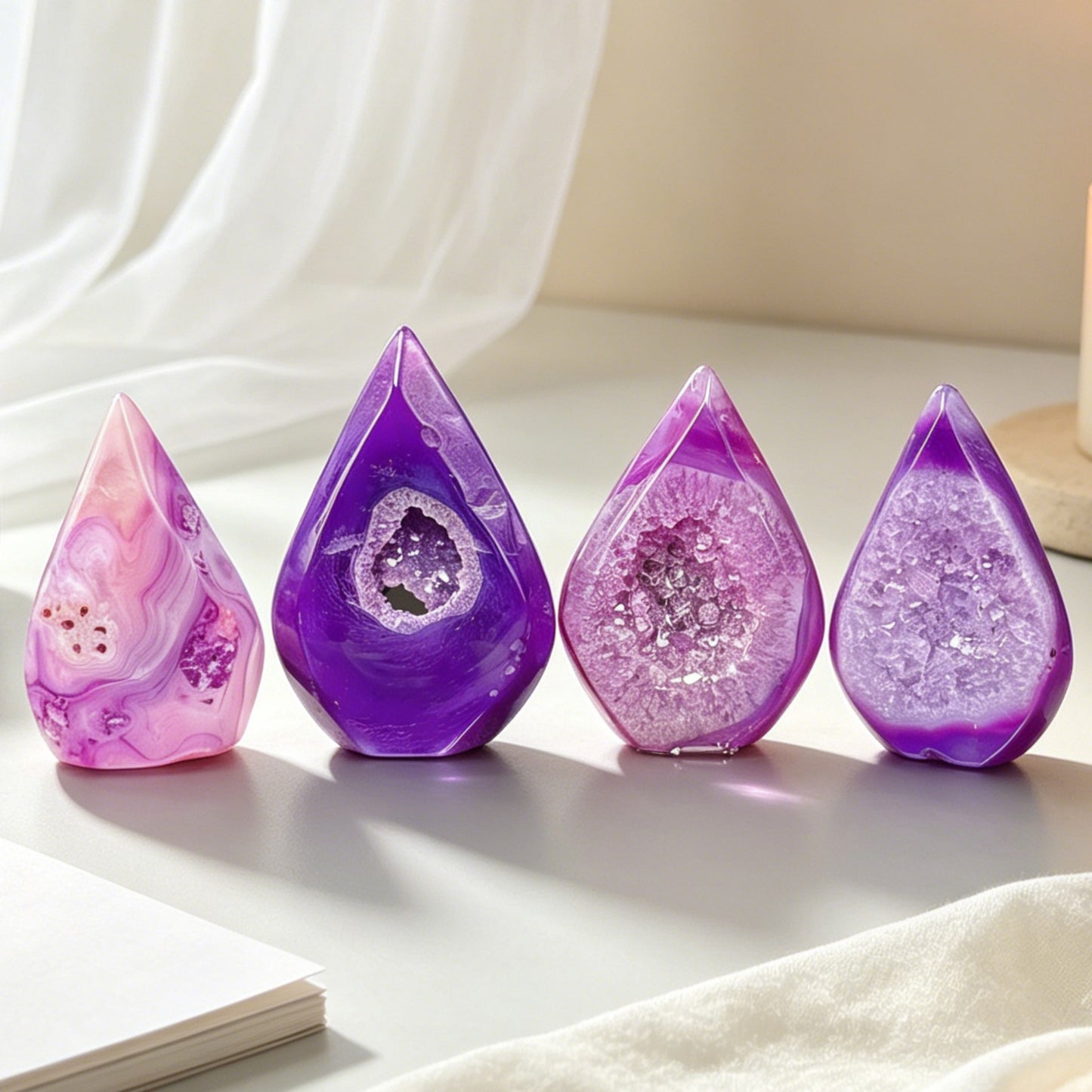 Natural Purple Filament Crystal Cave Sculpture Heal ing Gemstone Home Decor