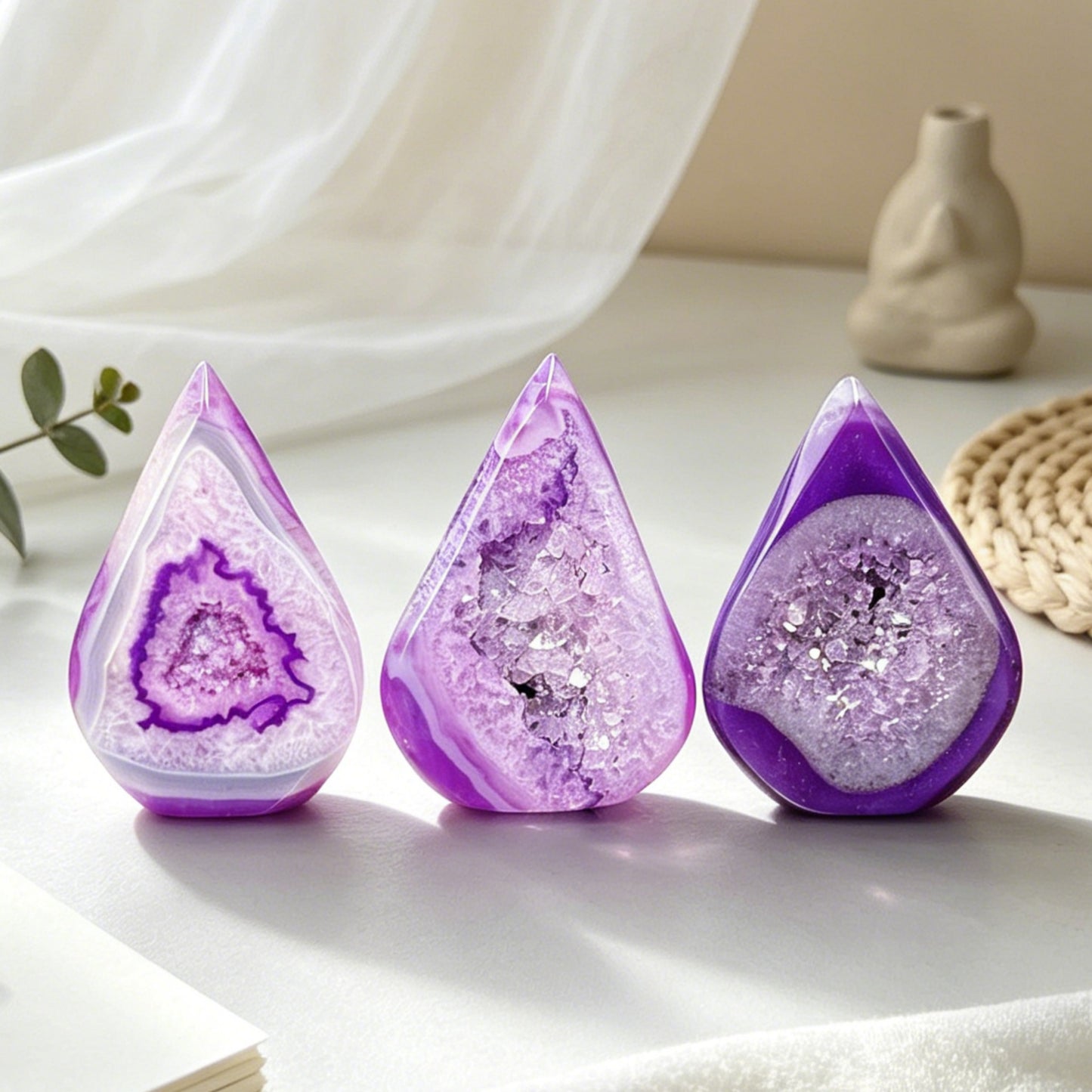 Natural Purple Filament Crystal Cave Sculpture Heal ing Gemstone Home Decor