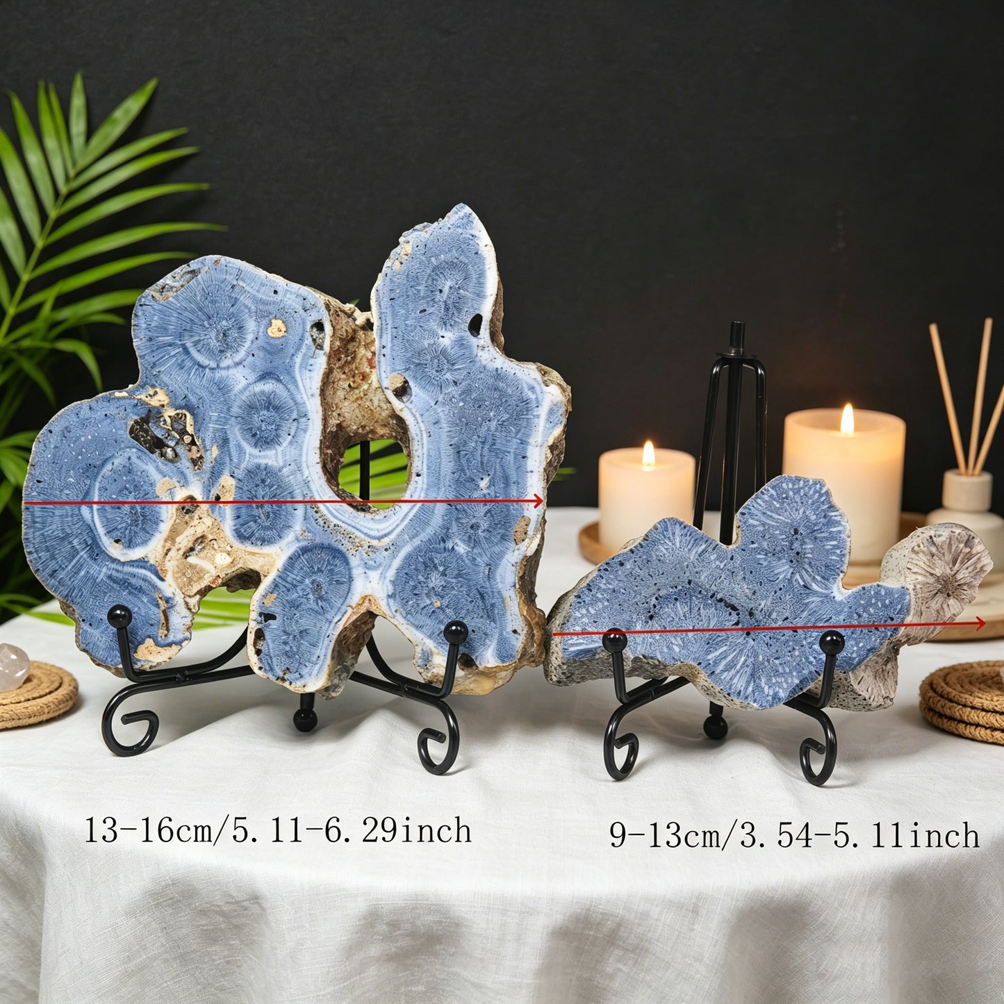 Natural Blue Ocean Stone Flower Shape Sheet Heal ing Gemstone Home Decor