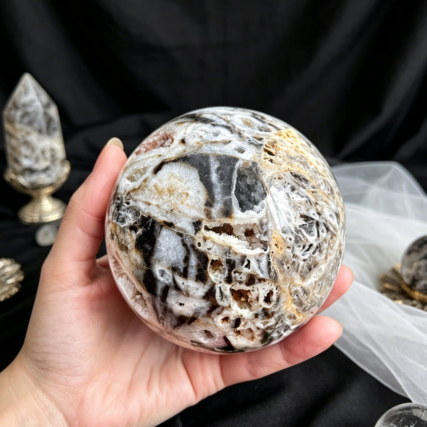 Natural Flash zinc ore ball Heal ing Gemstone Home Decor