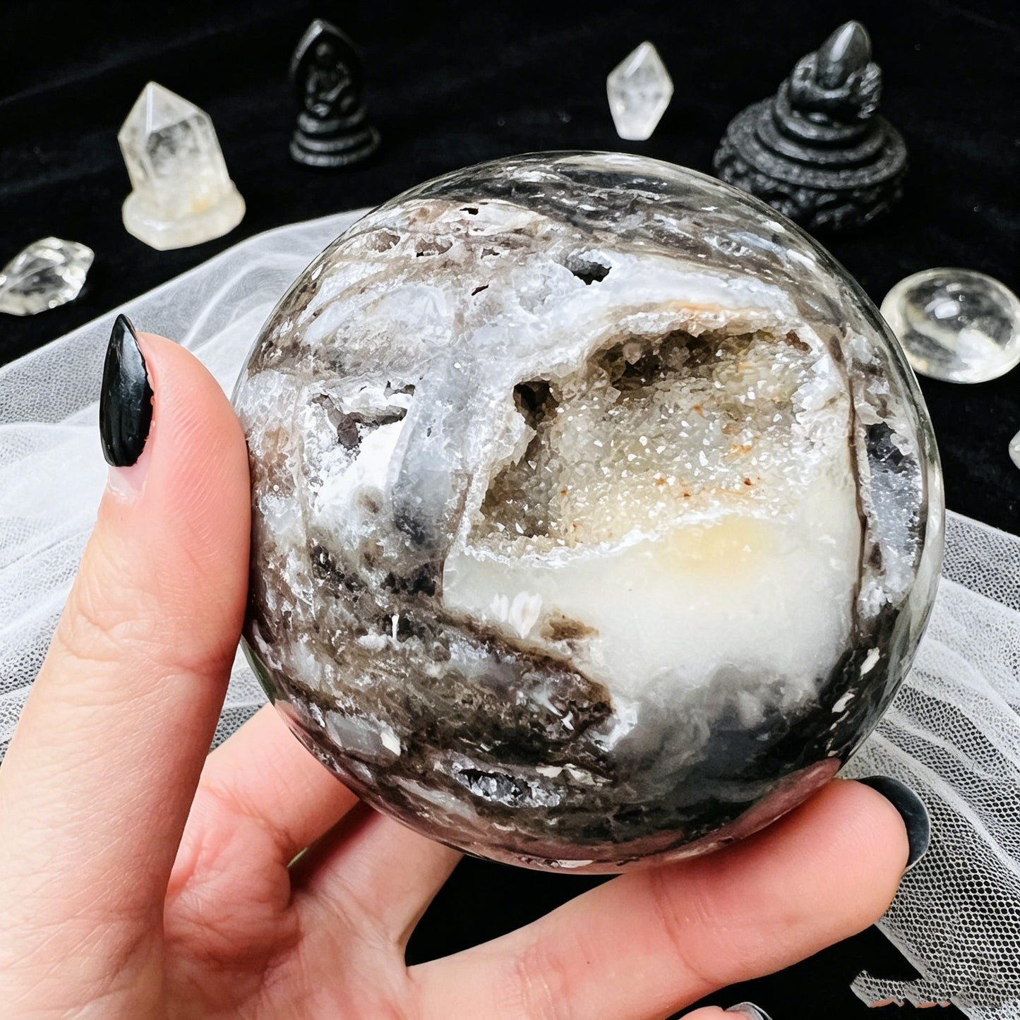 Natural Flash zinc ore ball Heal ing Gemstone Home Decor