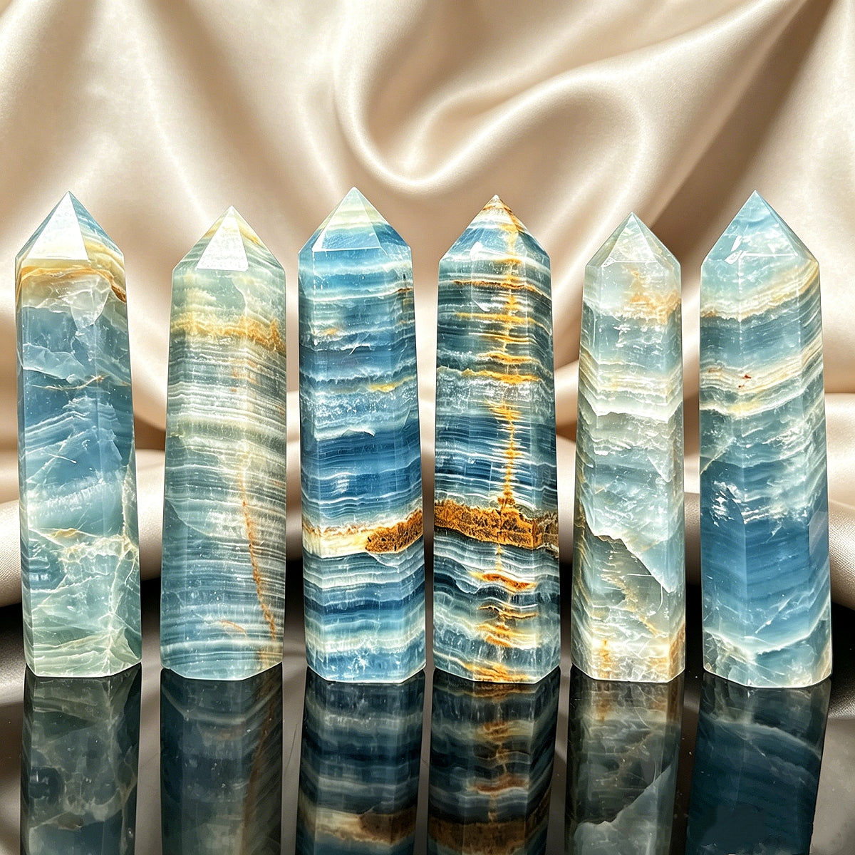 Natural Blue Lux single pointed pillar Heal ing Gemstone Home Decor