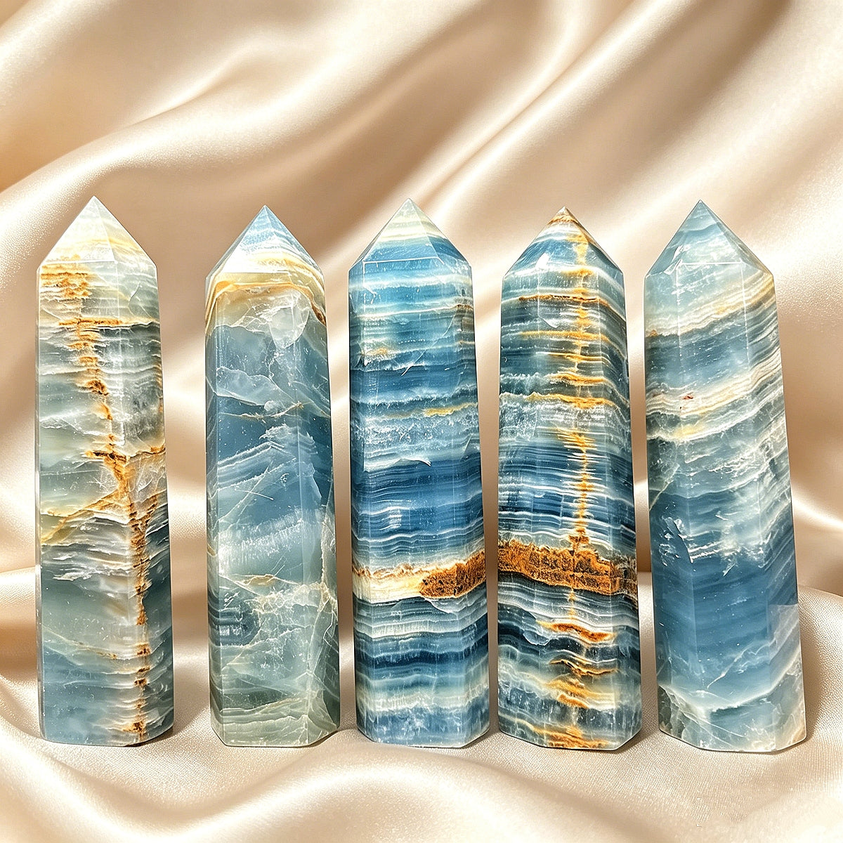 Natural Blue Lux single pointed pillar Heal ing Gemstone Home Decor