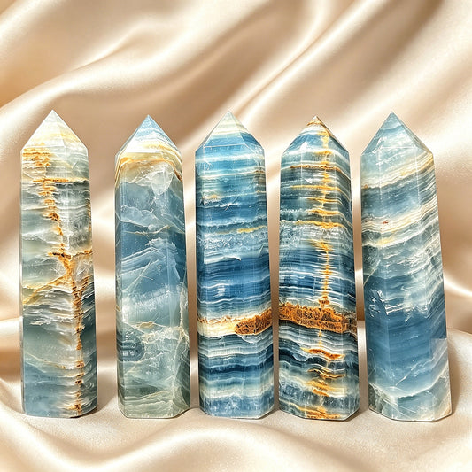 Natural Blue Lux single pointed pillar Heal ing Gemstone Home Decor