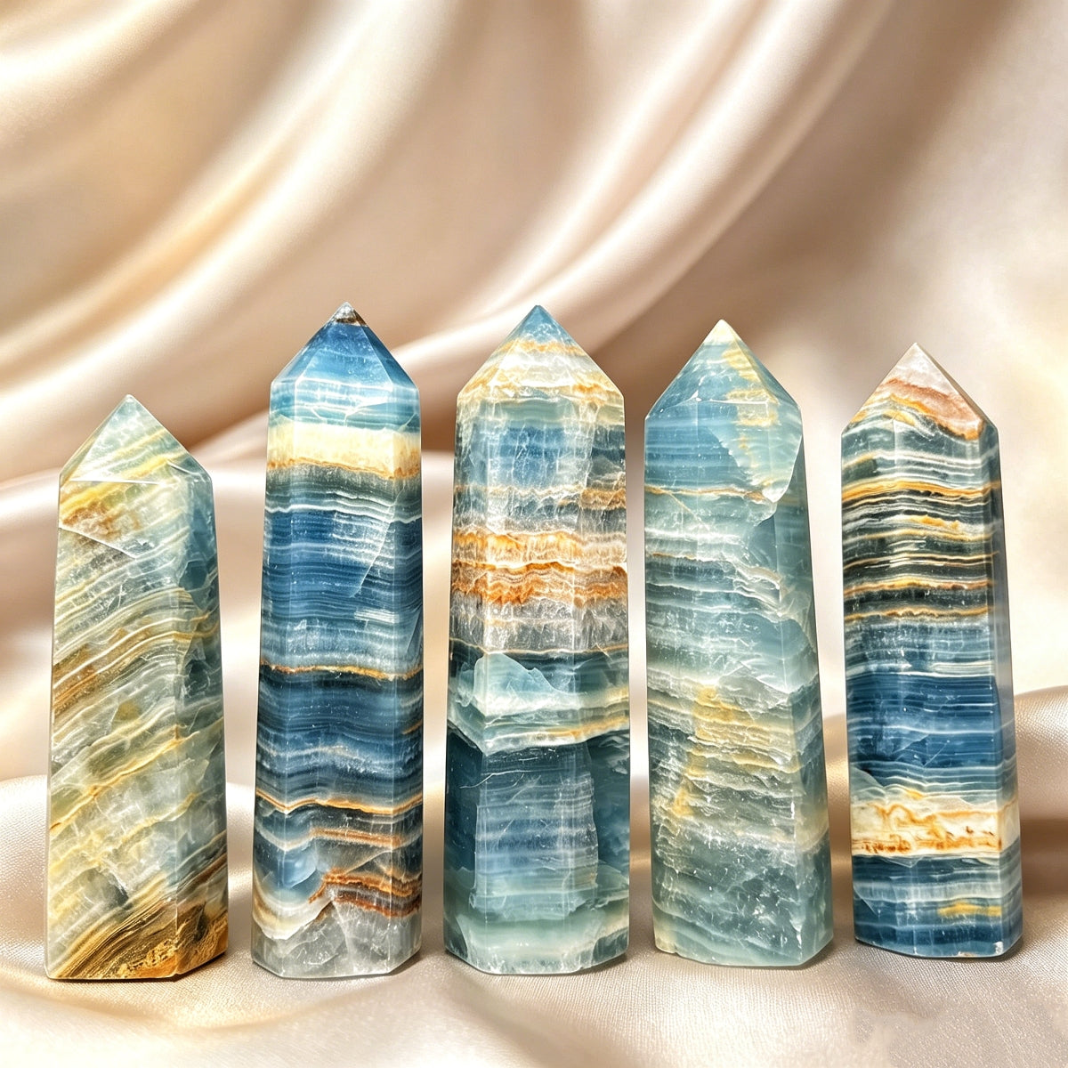 Natural Blue Lux single pointed pillar Heal ing Gemstone Home Decor