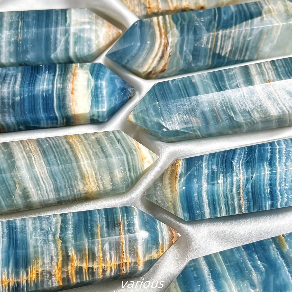 Natural Blue Lux single pointed pillar Heal ing Gemstone Home Decor