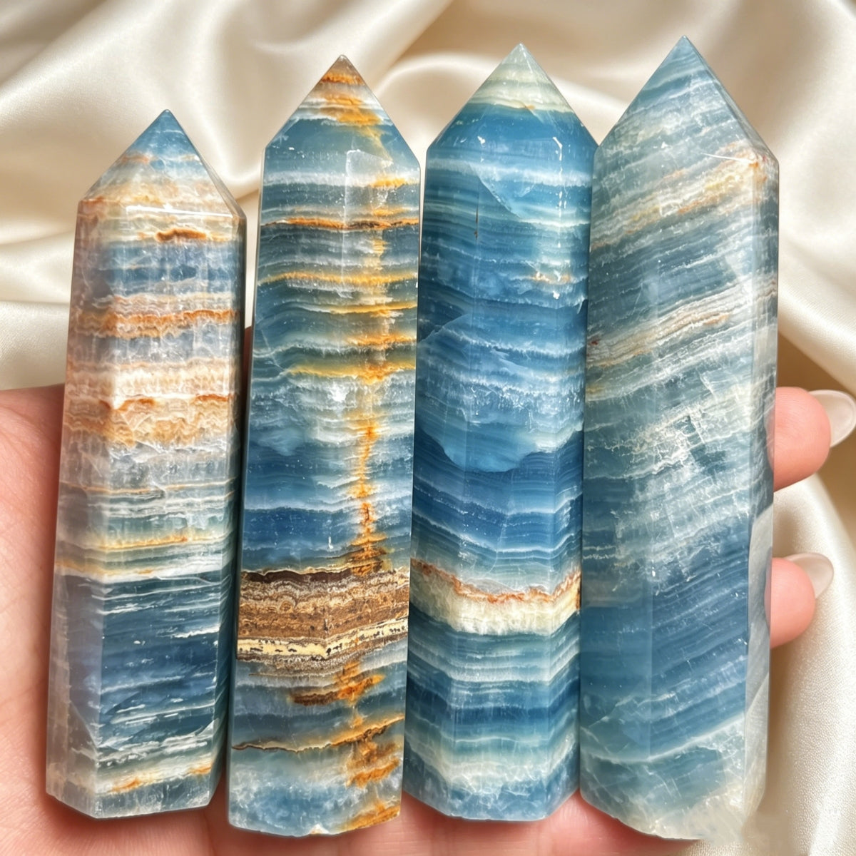 Natural Blue Lux single pointed pillar Heal ing Gemstone Home Decor
