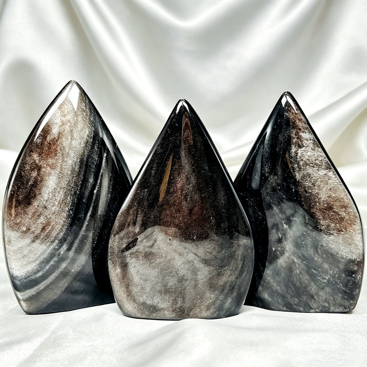 Natural Silver obsidian ornament Heal ing Gemstone Home Decor