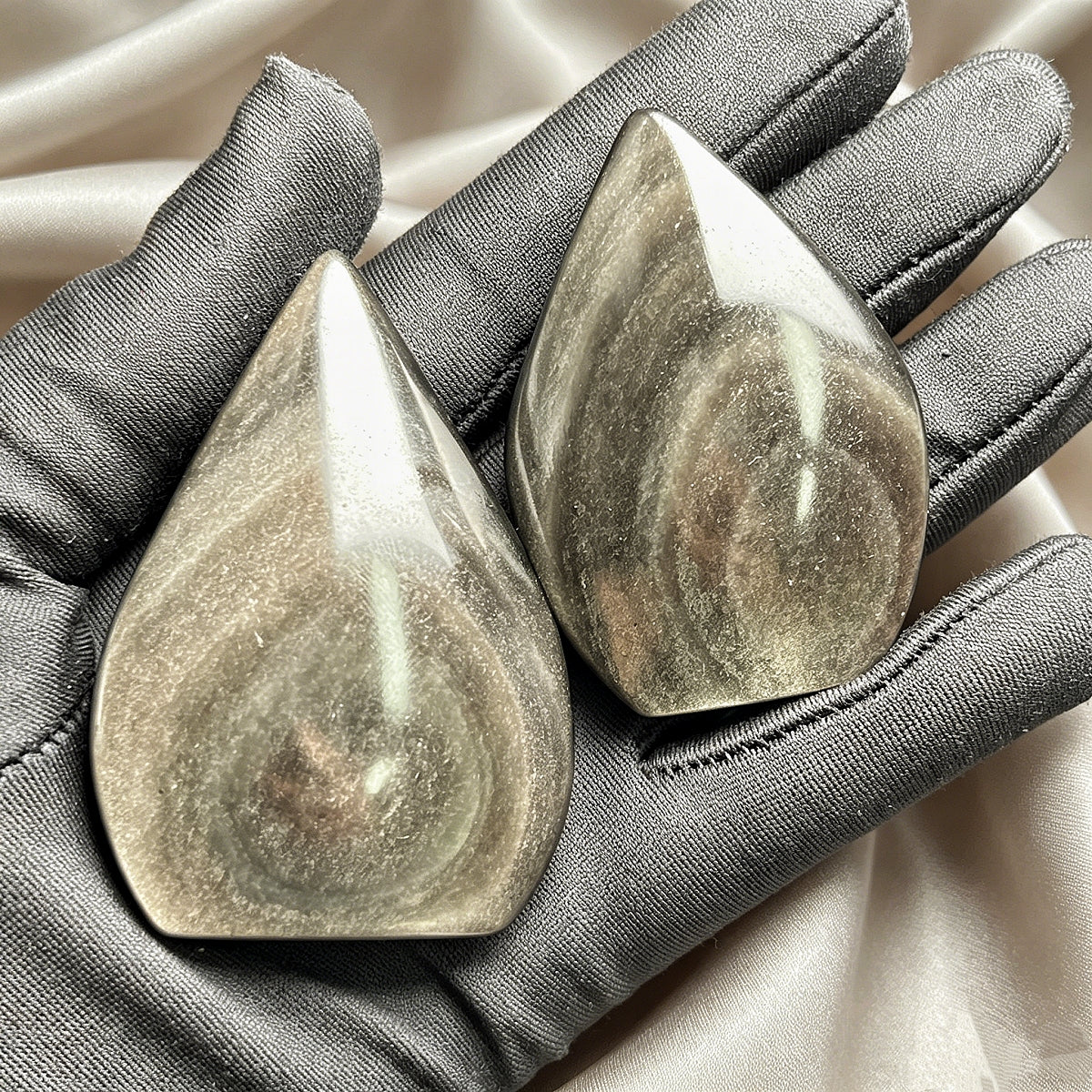 Natural Silver obsidian ornament Heal ing Gemstone Home Decor