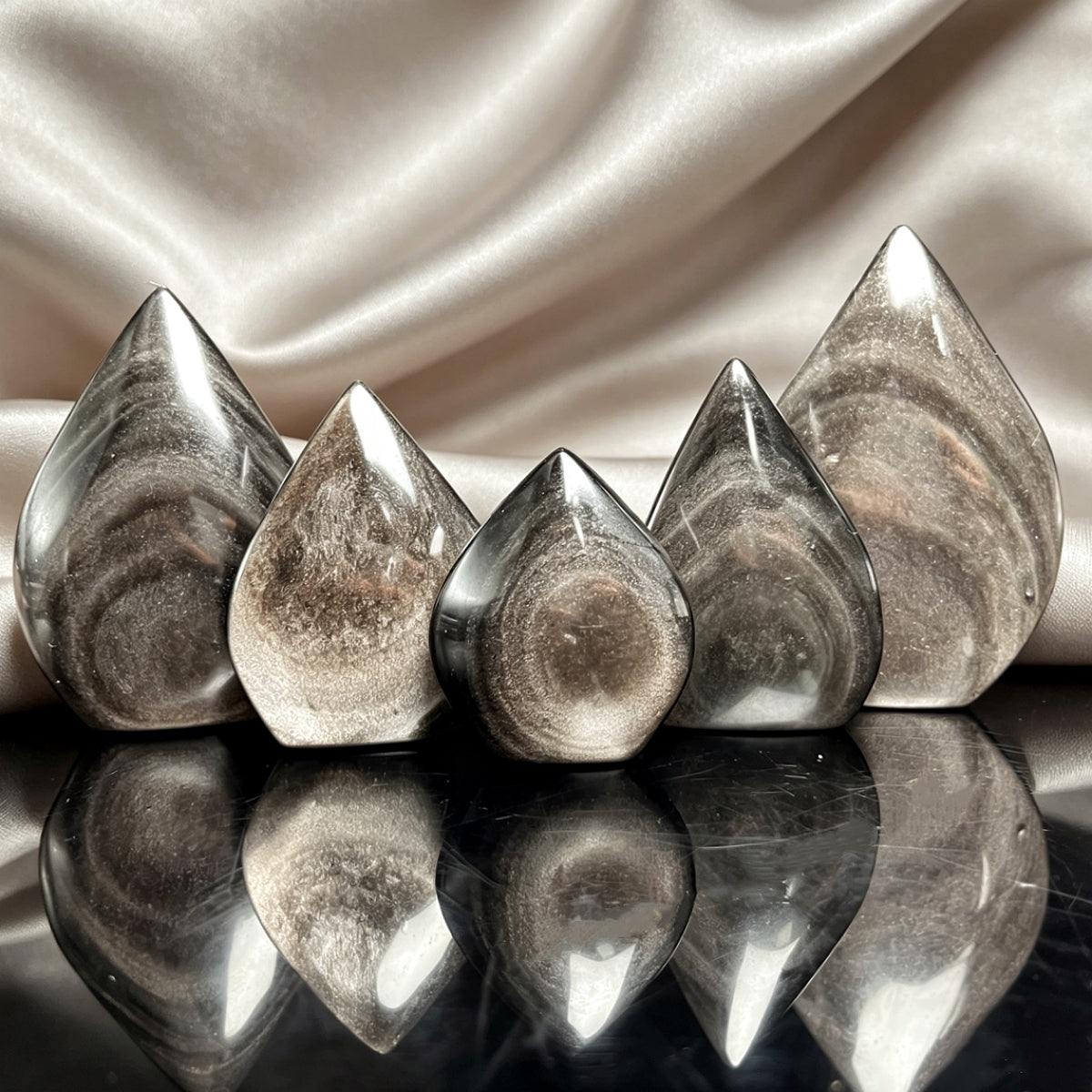 Natural Silver obsidian ornament Heal ing Gemstone Home Decor